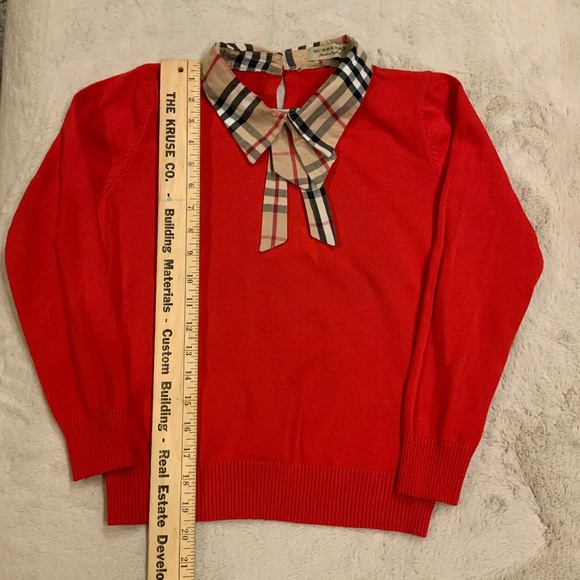 Burberry Red XS Sweater Preppy Timeless Classic Scandi Girl Cottagecore Normcore - Picture 2 of 6